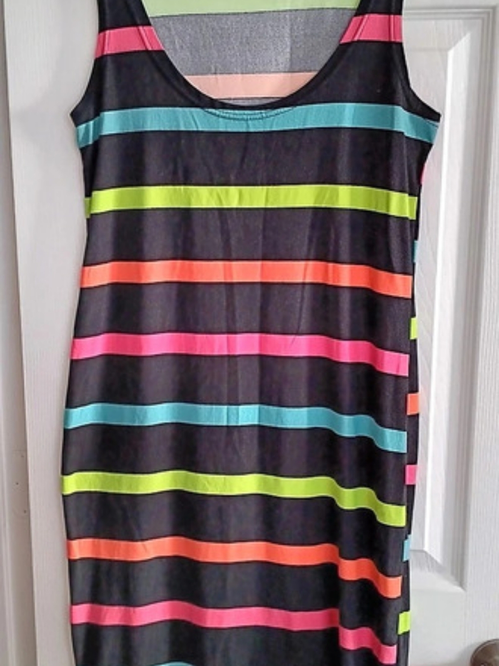 Love Striped Midi Dress in Black & Multicolor